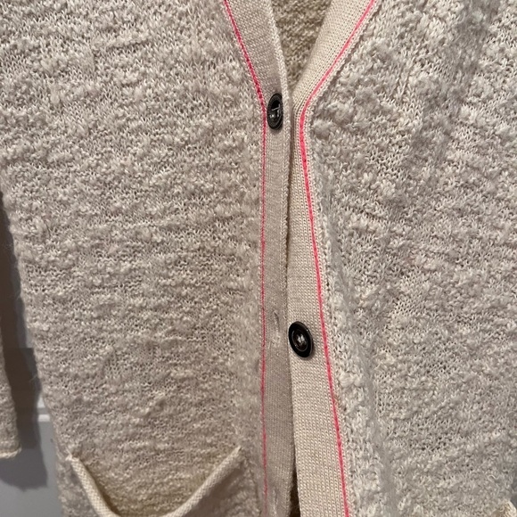 Free People Cream Long Button Up Cardigan Sweater Cottagecore Coquette Boho Y2K - Picture 3 of 10